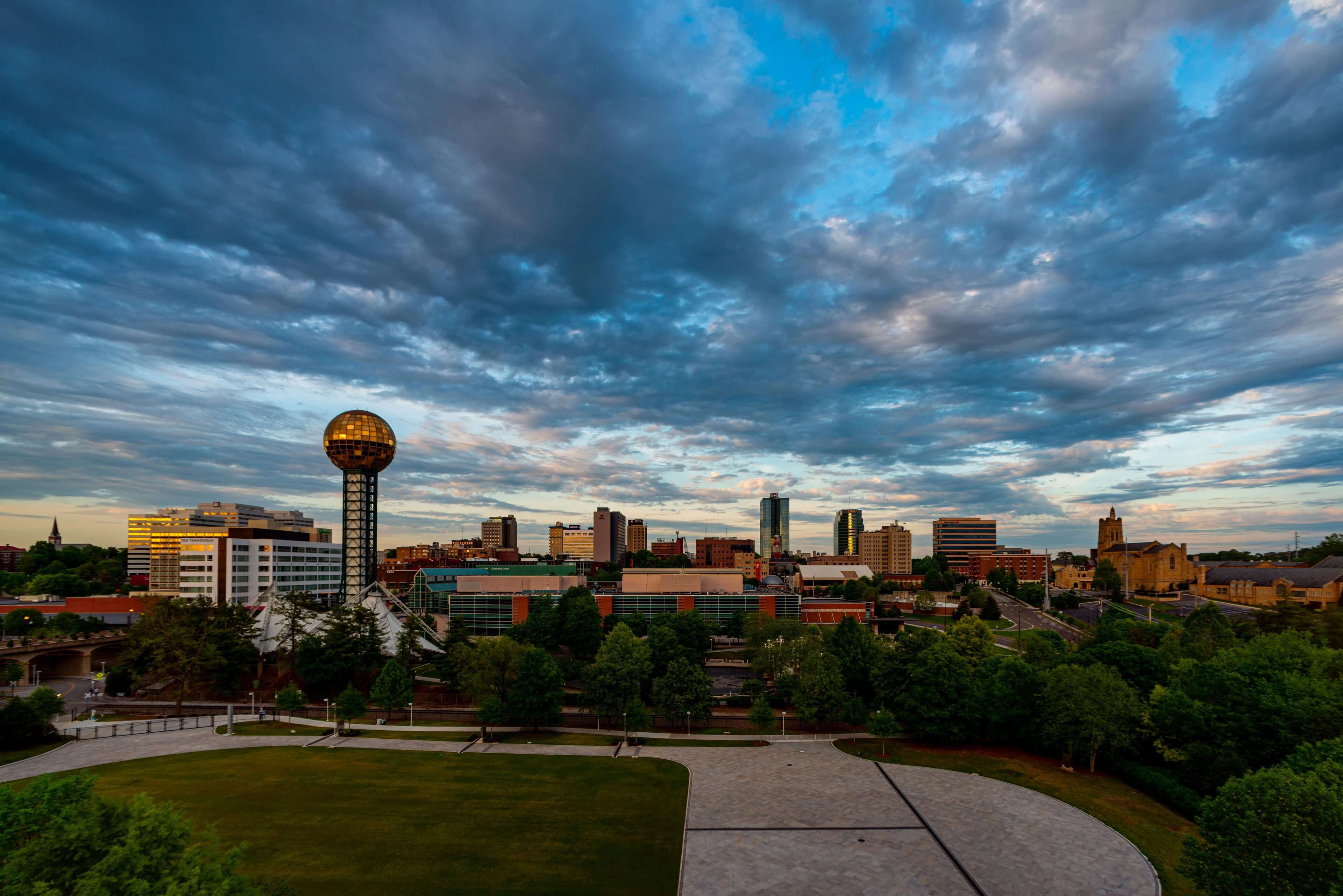 Knoxville skyline under dramatic clouds
