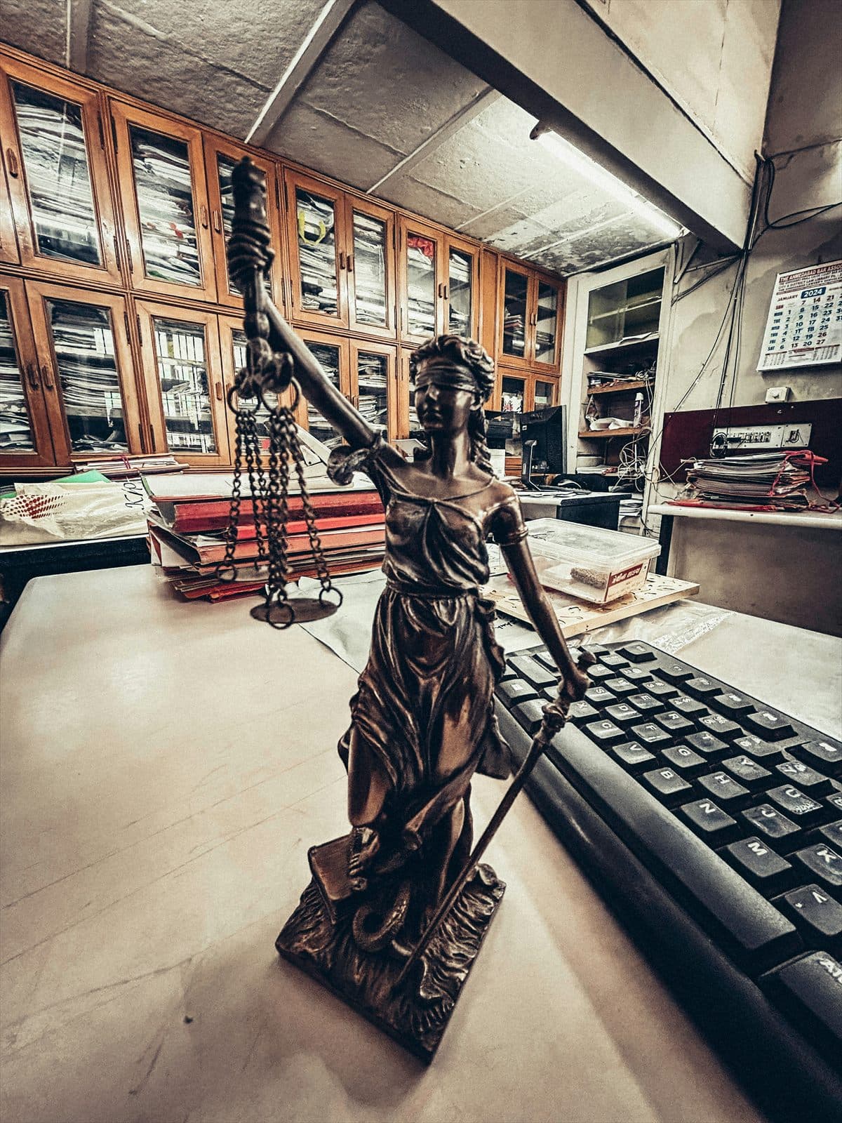 Scales of justice in a legal office